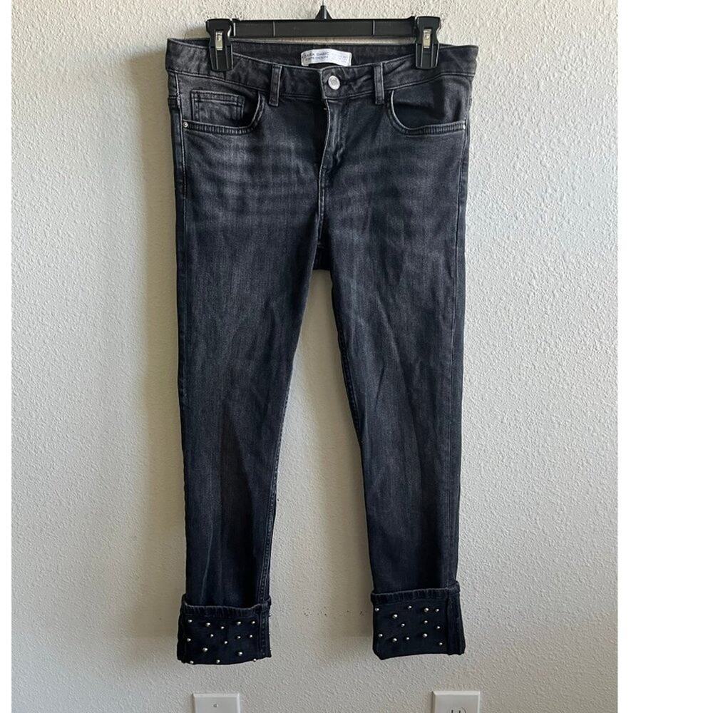 Zara Women's Bottom Pearls Black Skinny Jeans Size 8 Style 6164/203/800/40